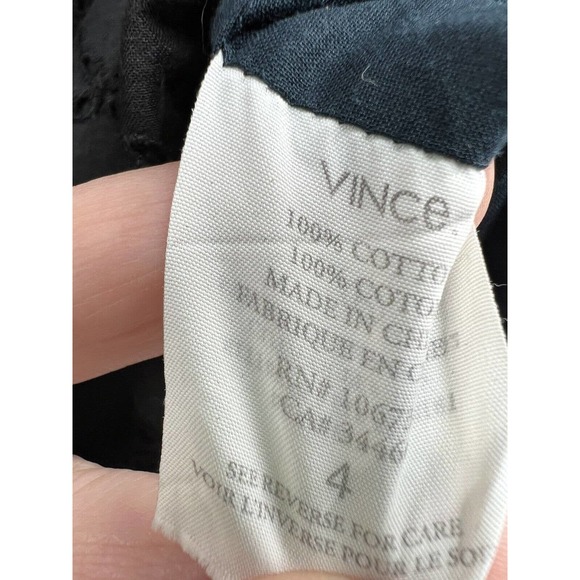 Vince Women’s Short Sleeve Square Neck Cotton Eyelet Lined Dress Black Size 4 - Picture 11 of 12